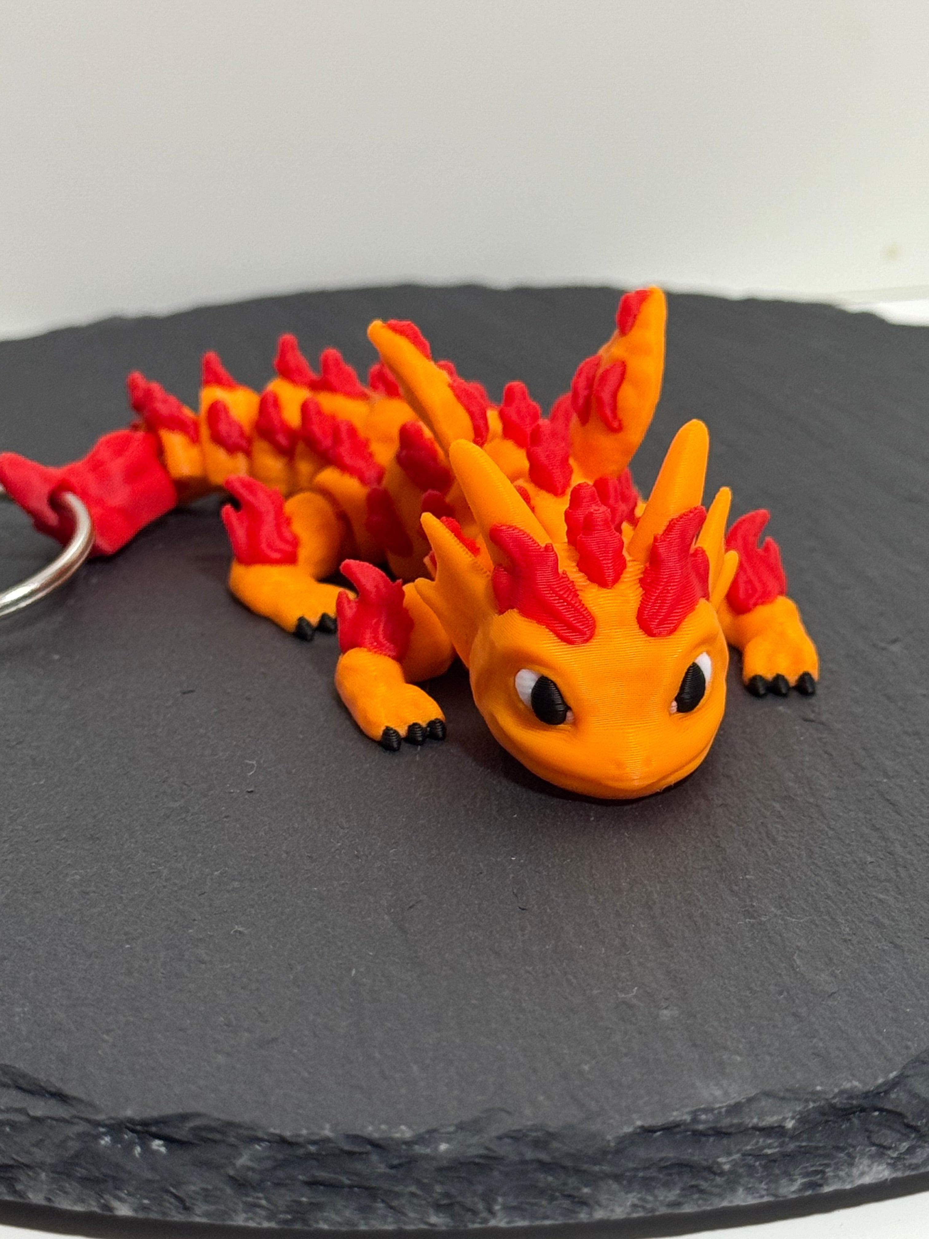 Beweglicher Drachen-Schlüsselanhänger – 3D-gedruckt | Fantasievolles Design