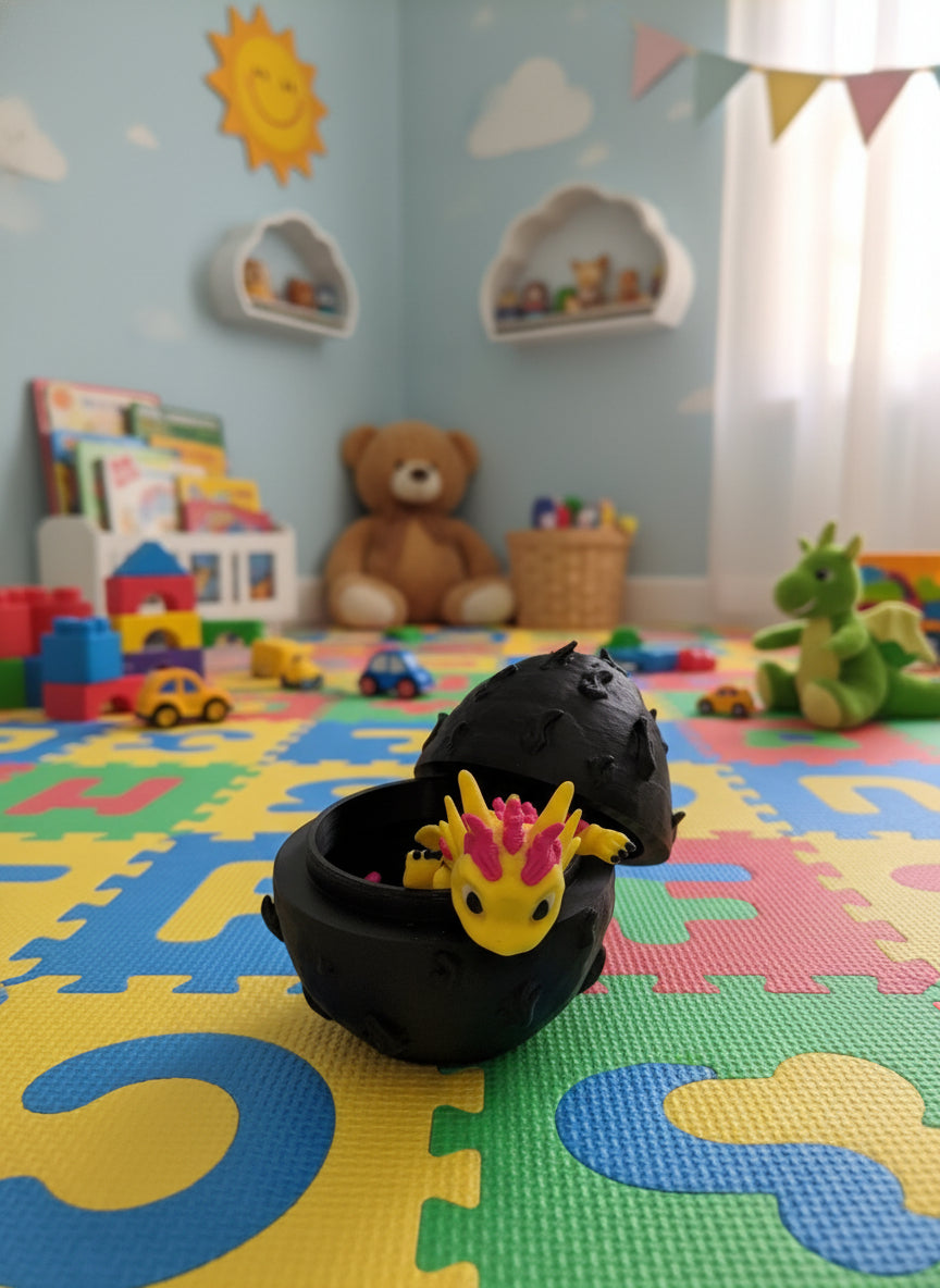 Beweglicher Mini-Drache mit Ei – magischer Spielspaß zum Öffnen & Schließen